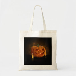 Halloween pompoenlantaarn met kaarsen tote bag