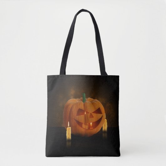 Halloween pompoenlantaarn met kaarsen tote bag (Voorkant)