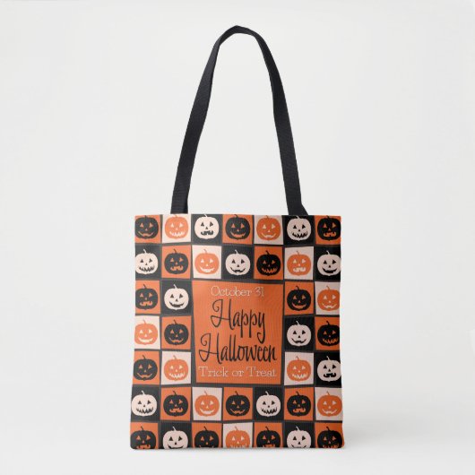 Halloween pompoenmozaïek tote bag (Voorkant)