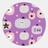 Halloween pompoenpastel paars ronde sticker (Voorkant)