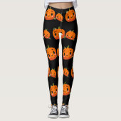 Halloween-pompoenpatroon Leggings (Voorkant)