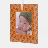 Halloween pompoenpatroon oranje foto glas ornament (Voorkant links)