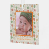 Halloween pompoenpatroon oranje foto naam glas ornament (Voorkant links)