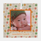 Halloween pompoenpatroon oranje foto naam glas ornament (Achterkant)