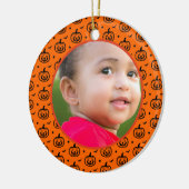 Halloween pompoenpatroon wenst oranje foto keramisch ornament (Links)