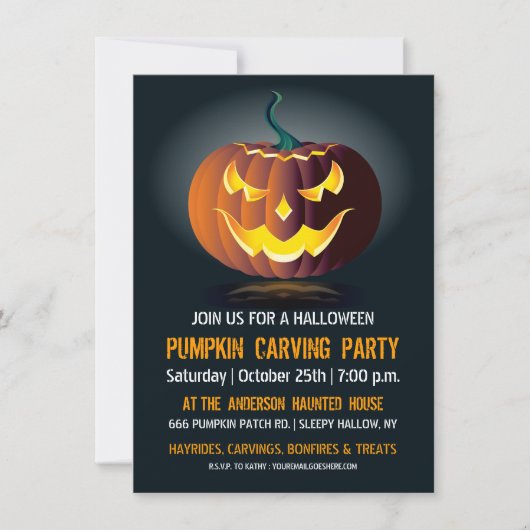 Halloween Pompoensnijfeest Uitnodiging (Voorkant)