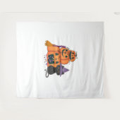 Halloween pompoenstapel met zwarte kat, Snoep & Mo Wandkleed (Voorkant (horizontaal))