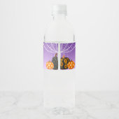 Halloween Pompoenveld Feest Waterfles Label Etiket (Achterkant)