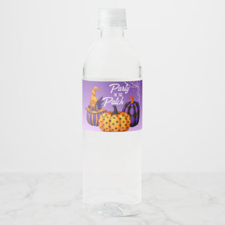 Halloween Pompoenveld Feest Waterfles Label Etiket