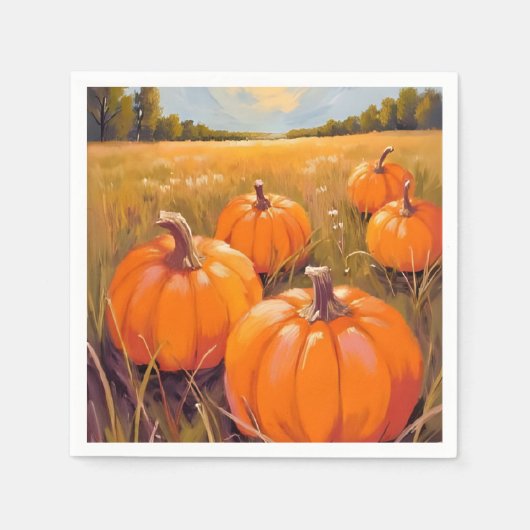 Halloween Pompoenveld Herfst Autumn Servet (Voorkant)