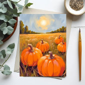 Halloween Pompoenveld Herfst Feestdagenkaart