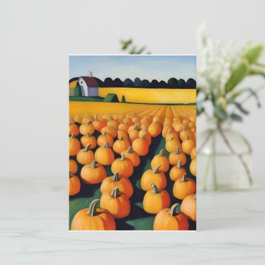 Halloween pompoenveld herfst feestdagenkaart (Staand voorkant)