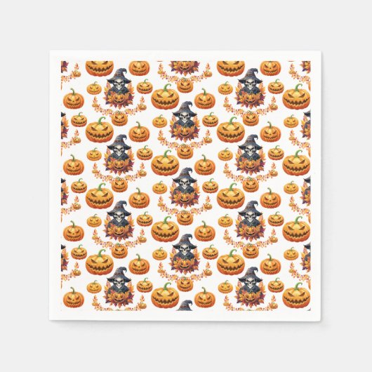 Halloween Pompoenveld Servet (Voorkant)