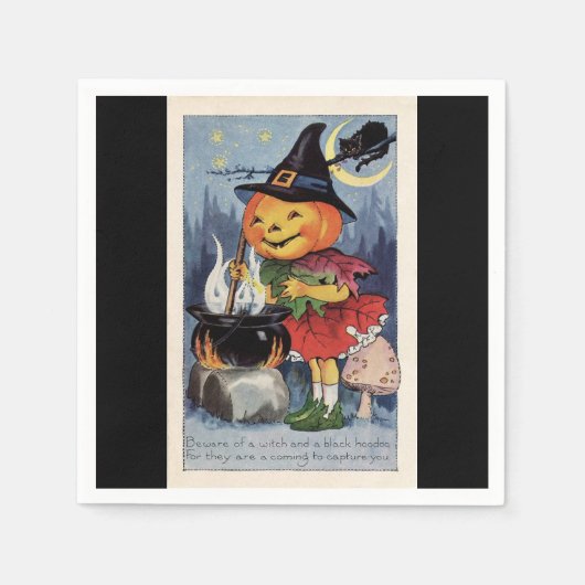 Halloween-pompoenwitboek Napkin Servetten (Voorkant)