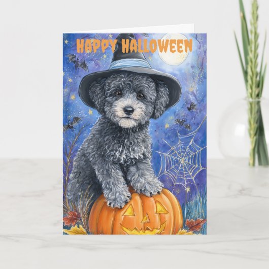 Halloween Poodelhond Feestdagen Kaart (Voorkant)