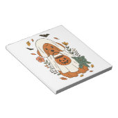 Halloween Poodle met herfstbloemen Notitieblok (Schuin)