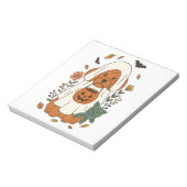 Halloween Poodle met herfstbloemen Notitieblok (Linkerzijde)