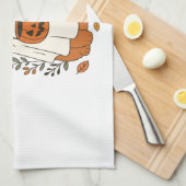 Halloween Poodle met herfstbloemen Theedoek (Quarter Fold)