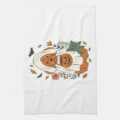 Halloween Poodle met herfstbloemen Theedoek (Verticaal)