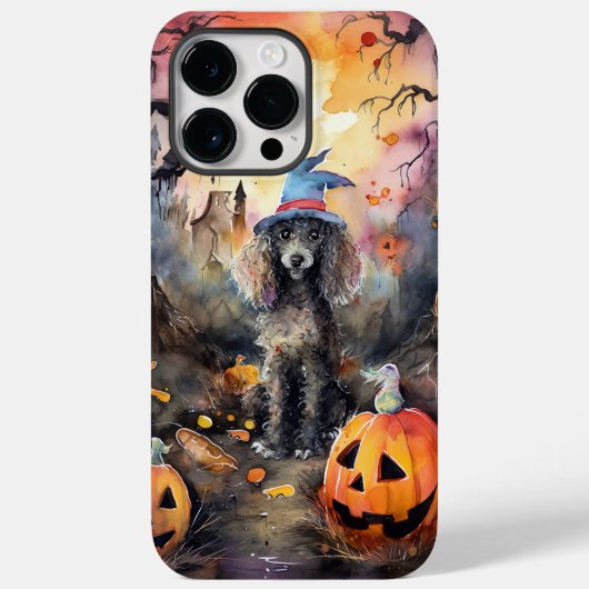 Halloween Poodle Met Pompoenen Eng Case-Mate iPhone Case (Achterkant)