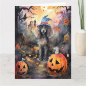 Halloween Poodle Met Pompoenen Eng Kaart (Voorkant)