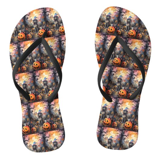 Halloween Poodle Met Pompoenen Eng Teenslippers (Voetbed)