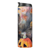 Halloween Poodle Met Pompoenen Eng Thermosbeker (Geroteerd rechts)