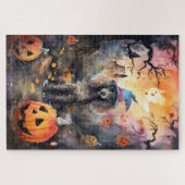Halloween Poodle Met Pompoenen Griezelen Legpuzzel (Horizontaal)