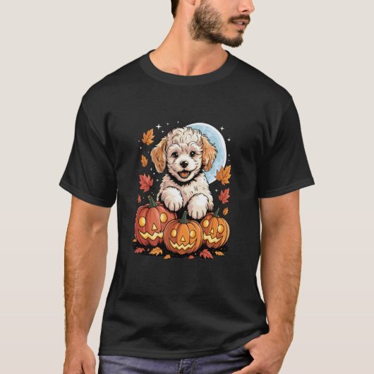 Halloween Poodle Pompoen Poodles T-shirt (Voorkant)