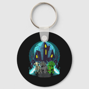 Halloween Poodles Zombie Skelet Zwarte Poodle Hond Sleutelhanger
