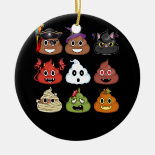 Halloween Poop Emojis Face Pumpkin Pirate Mummy Keramisch Ornament