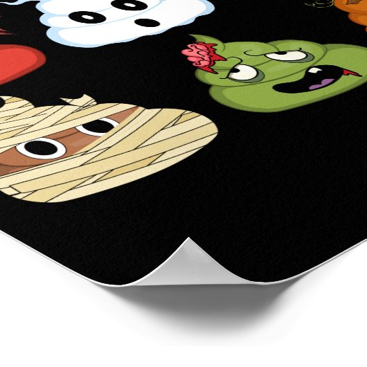 Halloween Poop Emojis Face Pumpkin Pirate Mummy Poster (Hoek)