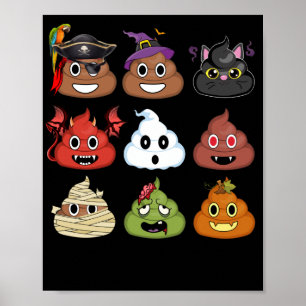 Halloween Poop Emojis Face Pumpkin Pirate Mummy Poster