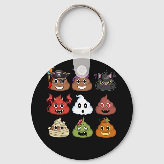 Halloween Poop Emojis Face Pumpkin Pirate Mummy Sleutelhanger (Voorkant)