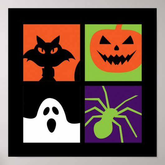 Halloween Pop Art Pumpkin Black Cat Spider Ghost Poster (Voorkant)