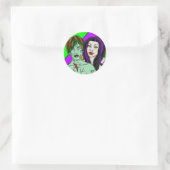 Halloween | Pop Art zombie Vampire Ronde Sticker (Tas)