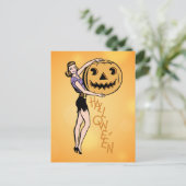 Halloween  pop-up meisje met pompoen briefkaart (Staand voorkant)