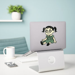 Halloween Poppenmeisje Sticker – Schattig Griezeld