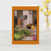 Halloween Porch-kaart Kaart (Gele Bloem)