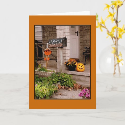 Halloween Porch-kaart Kaart (Gele Bloem)