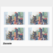 Halloween Porch Katten Rechthoekige Sticker (Vel)