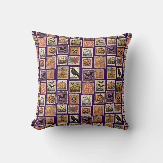 Halloween Postage-Stamp Pattern Kussensloop Kussen (Voorkant)
