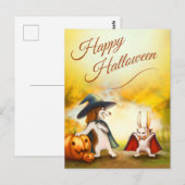 Halloween Postcard with cute animals Briefkaart (Voorkant / Achterkant)