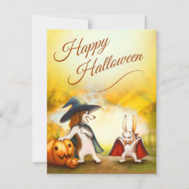 Halloween Postcard with cute animals Briefkaart