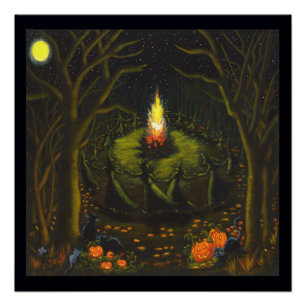 Halloween poster 20 x 20 heksen dansend