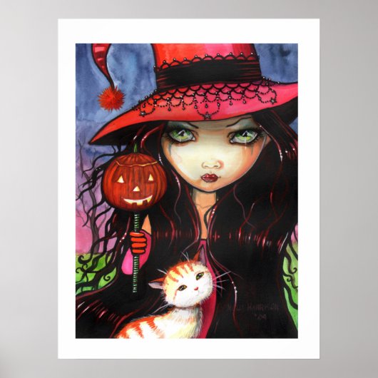 Halloween Poster Heks Kat door Molly Harrison (Voorkant)