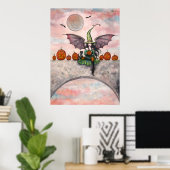 Halloween Poster Heks Kat Jack-O-Lantaarns (Thuiskantoor)