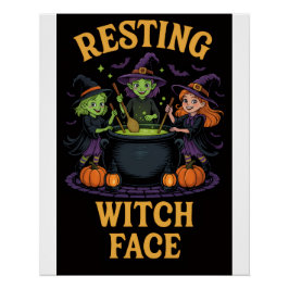 Halloween Poster met Schattigee heksen