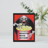 Halloween Poster Skeleton Eating Popcorn Briefkaart (Staand voorkant)