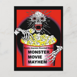 Halloween Poster Skeleton Eating Popcorn Briefkaart